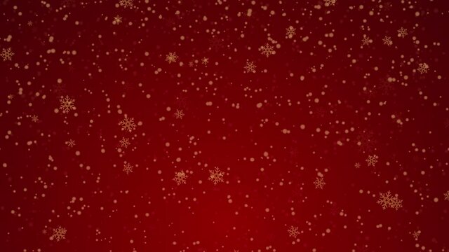 Loopable file - Golden snowfall motion background, Red background