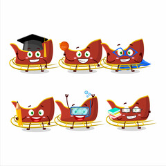 Naklejka premium School student of snow chariot cartoon character with various expressions