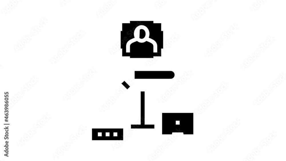 Poster server data base for storage face, online face id app animated glyph icon. server data base for stor