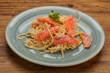 Pasta with salmon  and cream cheese