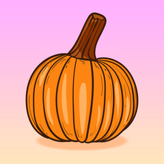 hand drawn vector pumpkin, flat style vector illustration.