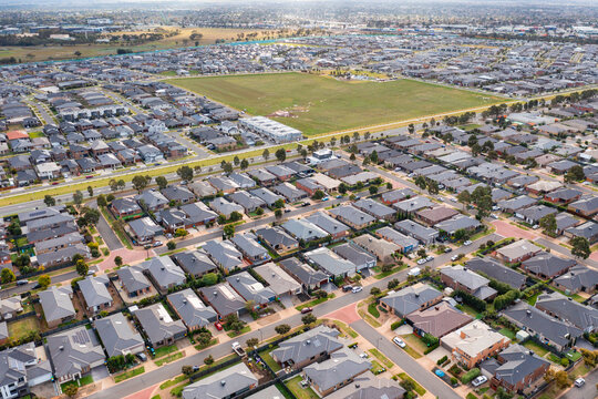 Aerial view of a suburban housing estate