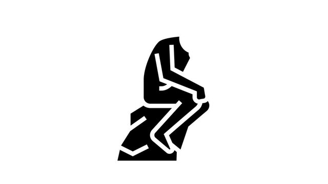 thinker philosophy animated glyph icon. thinker philosophy sign. isolated on white background