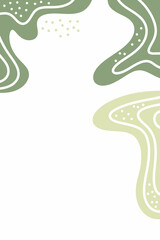 background with abstract hand drawn organic shapes stains dots lines waves. Trendy covers template in vertical format