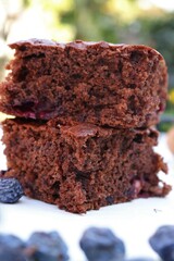 brownie closeup in white background