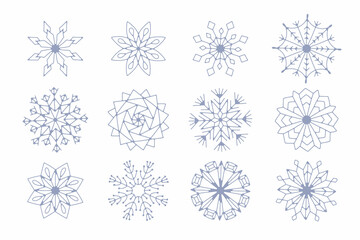 cute snowflake big set christmas design for winter holidays