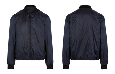 blue man's jacket. front and back view