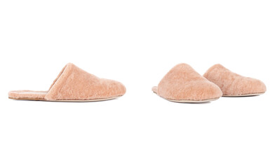 slippers with fur orange color