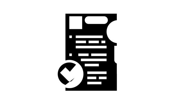 requisition review animated glyph icon. requisition review sign. isolated on white background