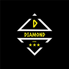 Diamond design and 3 stars for t-shirt on black background
