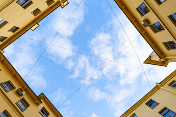 Courtyards of St. Petersburg. Old historic courtyards of St. Petersburg. Typical and classic urban...