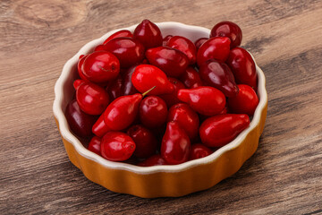 Sweet and ripe cornel berries