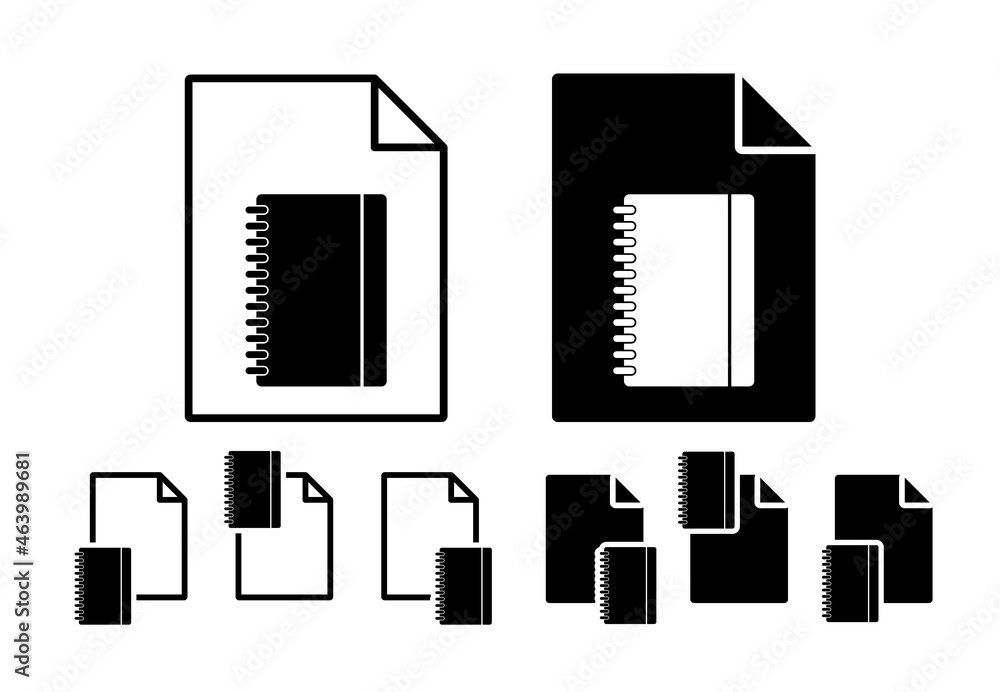 Aufkleber notebook vector icon in file set illustration for ui and ux, website or mobile application
