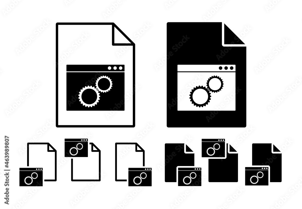 Aufkleber browser settings vector icon in file set illustration for ui and ux, website or mobile application