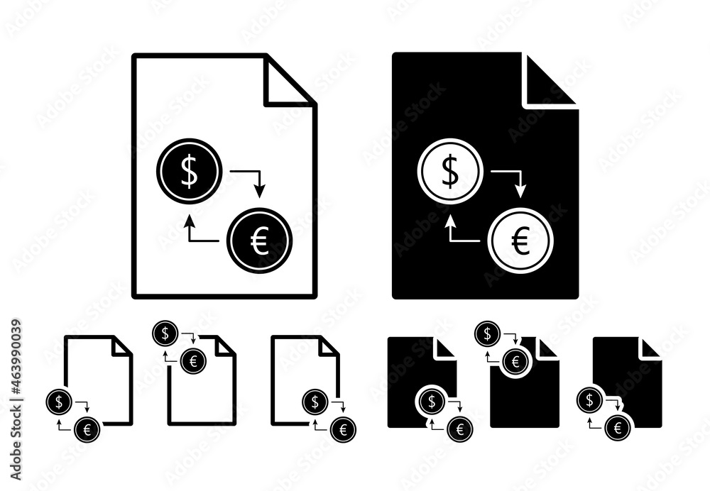 Poster currency exchange vector icon in file set illustration for ui and ux, website or mobile application