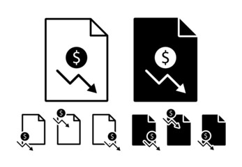 Financial downgrade schedule vector icon in file set illustration for ui and ux, website or mobile application