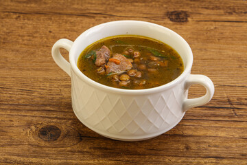Lentil soup with chicken and vegetables