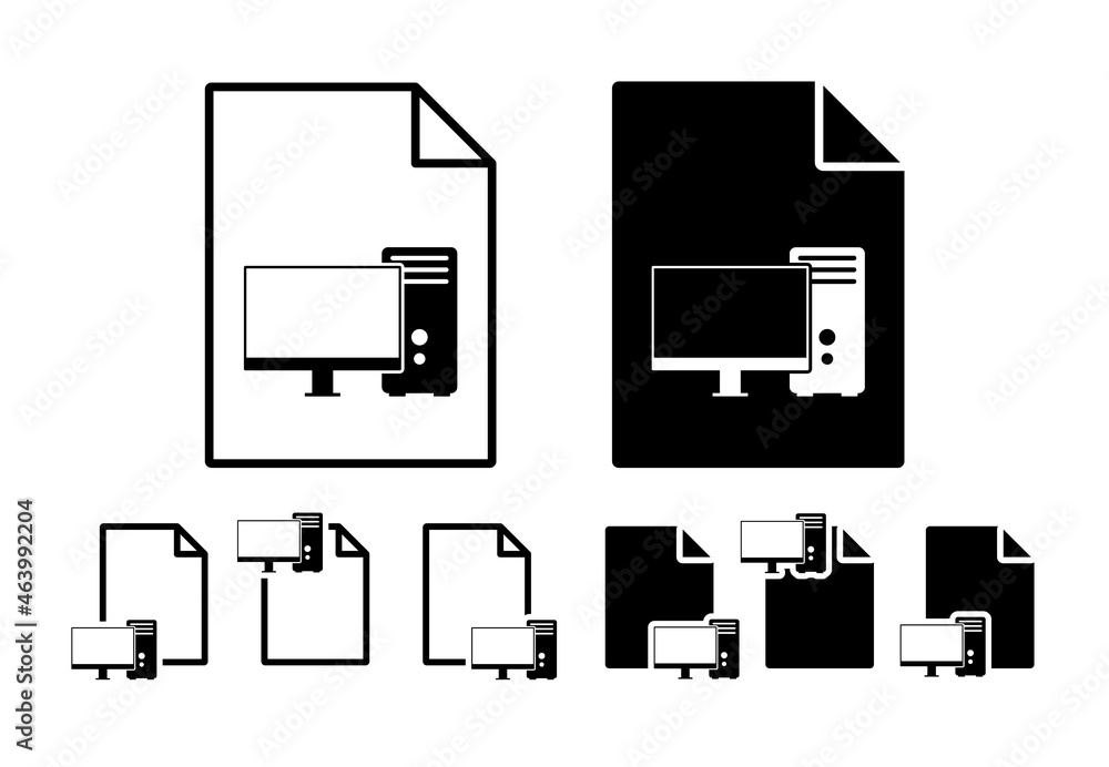 Aufkleber a computer vector icon in file set illustration for ui and ux, website or mobile application