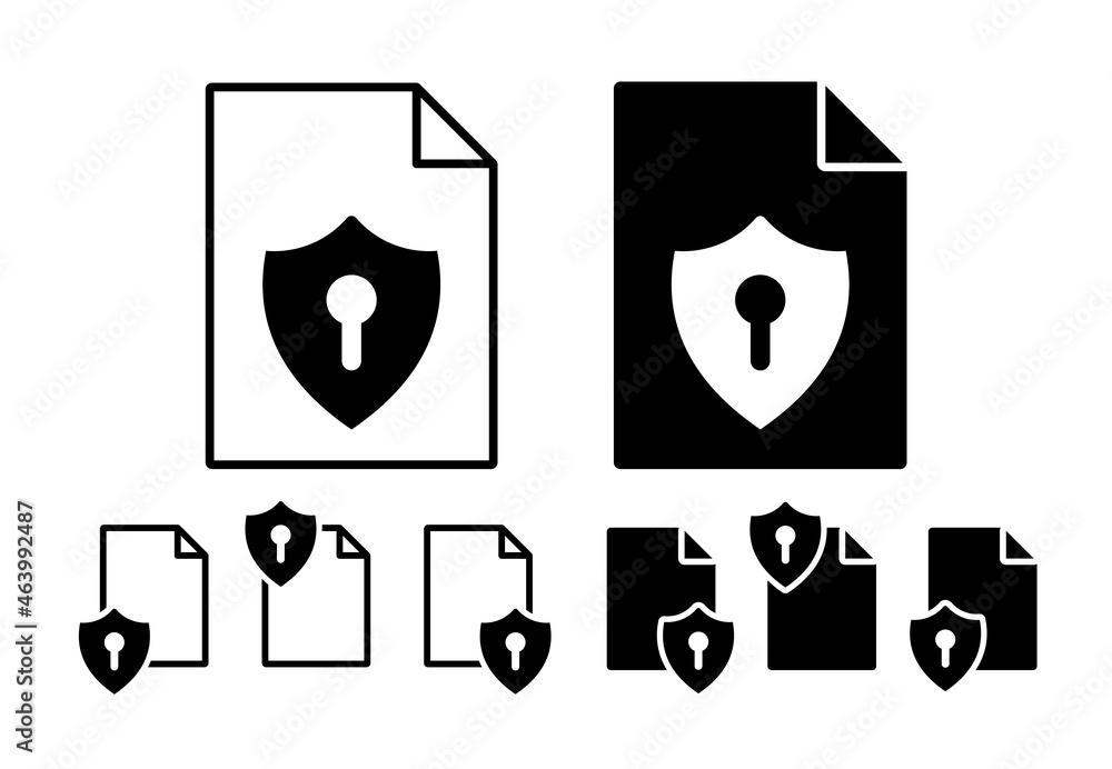 Poster shield and keyhole vector icon in file set illustration for ui and ux, website or mobile application