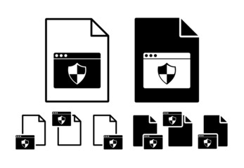 Protection browser vector icon in file set illustration for ui and ux, website or mobile application