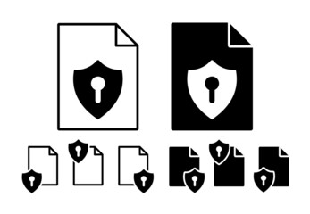 Shield and keyhole vector icon in file set illustration for ui and ux, website or mobile application