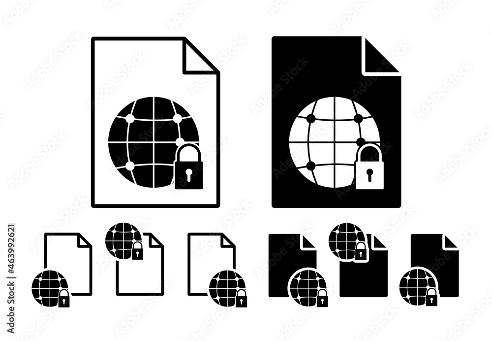 Poster world lock vector icon in file set illustration for ui and ux, website or mobile application