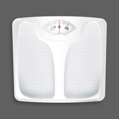Realistic Detailed 3d White Bathroom Weight Scale for Diet and Sport. Vector illustration of Measurement and Control Overweight