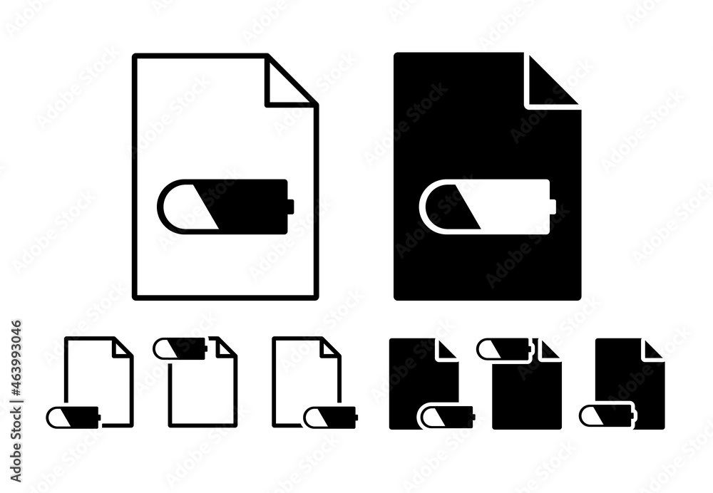Poster low battery vector icon in file set illustration for ui and ux, website or mobile application