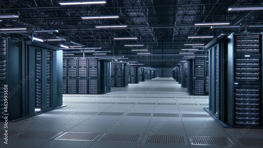 Aufkleber modern data technology center server racks working in well-lighted room. concept of internet of thin