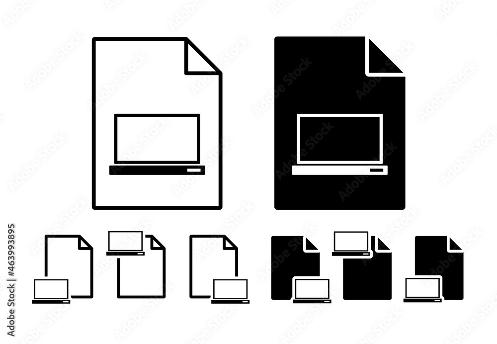 Poster computer vector icon in file set illustration for ui and ux, website or mobile application