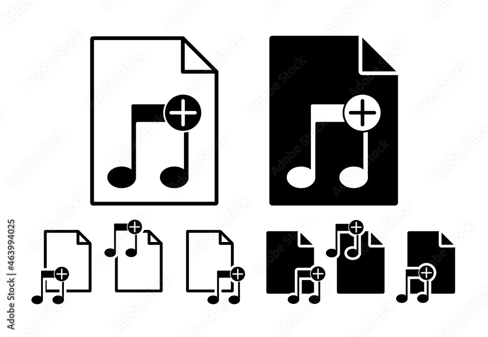 Aufkleber music plus vector icon in file set illustration for ui and ux, website or mobile application