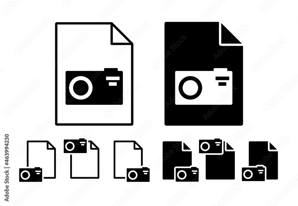 Poster photo camera vector icon in file set illustration for ui and ux, website or mobile application