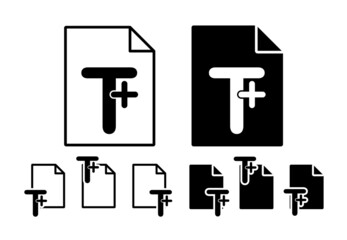 Increase font vector icon in file set illustration for ui and ux, website or mobile application