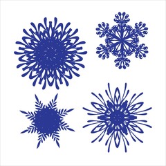 Set of snowflakes. Laser cut pattern for christmas paper cards, design elements, scrapbooking. Vector illustration.