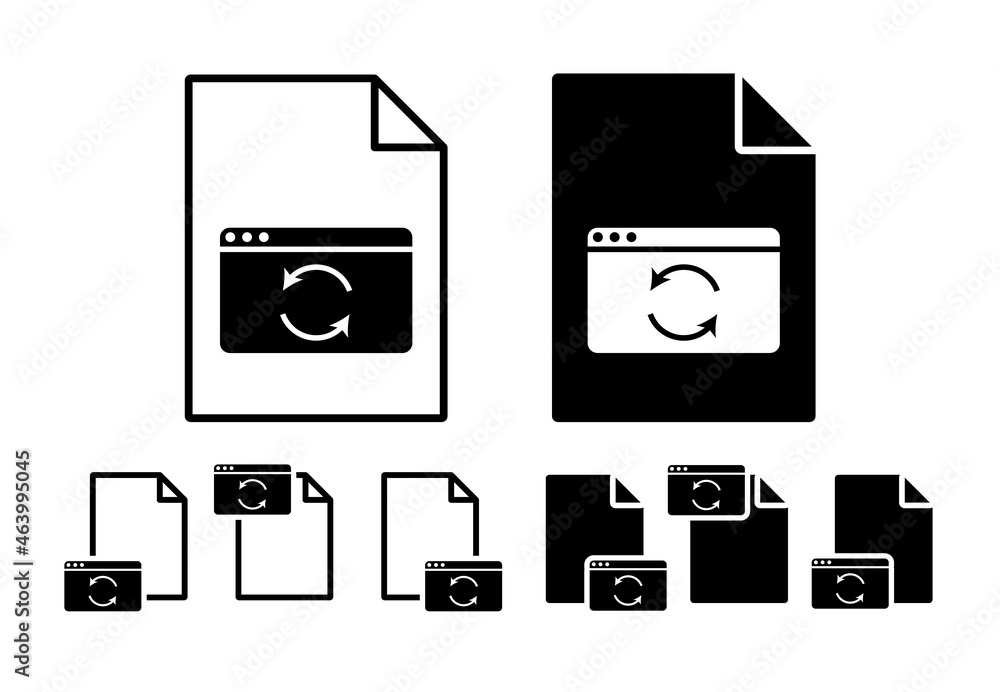 Aufkleber browser refresh vector icon in file set illustration for ui and ux, website or mobile application