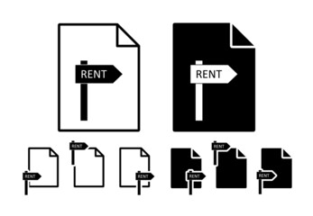 Rental sign vector icon in file set illustration for ui and ux, website or mobile application