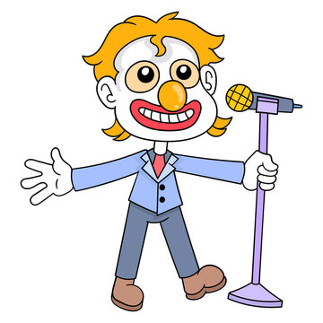 clawn singer perform on the stage, doodle icon image kawaii