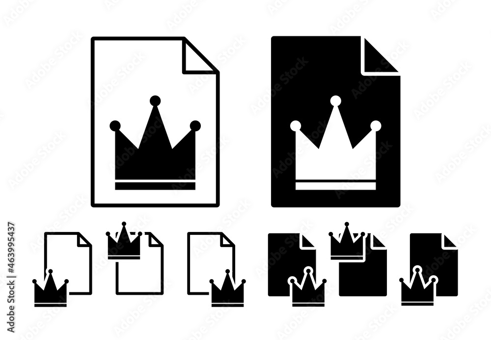 Aufkleber crown vector icon in file set illustration for ui and ux, website or mobile application
