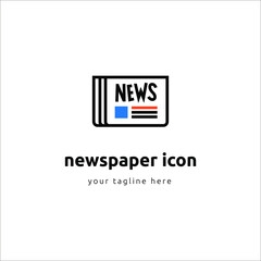 Obraz premium Newspaper line color icon, outline vector sign, linear pictogram isolated on white. News symbol, logo illustration