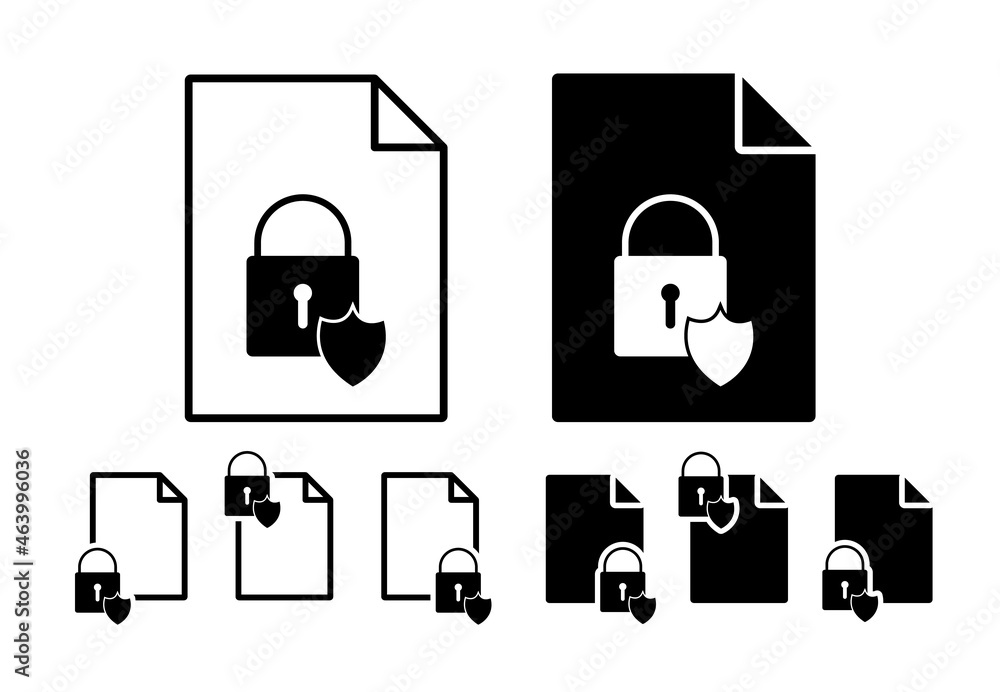 Poster lock shield vector icon in file set illustration for ui and ux, website or mobile application