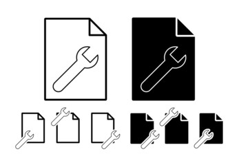 Wrench vector icon in file set illustration for ui and ux, website or mobile application