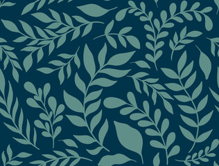 Seamless pattern silhouette plant branch.Ornament design abstract botanical element background.