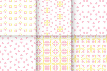 set of Seamless Hearts Patterns
