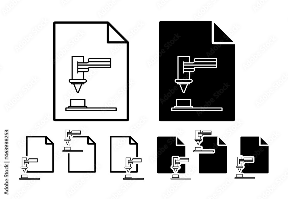Aufkleber 3d printing, monitor vector icon in file set illustration for ui and ux, website or mobile applicati