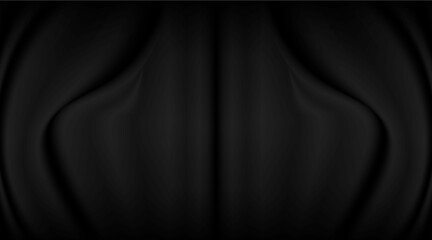 Luxury trendy background flowing black silk waves. Background for presentations, brochures, booklets, posters. Folds of satin, silk and cotton.