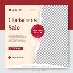 Merry christmas social media banner template
