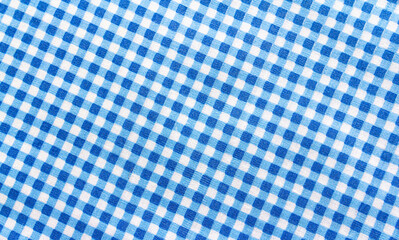 Classic blue plaid fabric or tablecloth background