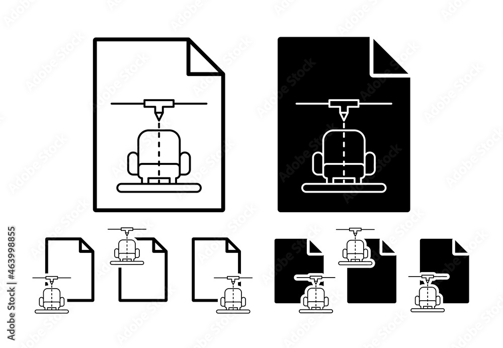 Poster 3d printing, vector vector icon in file set illustration for ui and ux, website or mobile applicatio