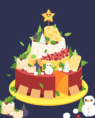 Noël xmas christmas fête soirée fromage fromager produits laitiers commerce vente décoration gouda gruyère chèvre roquefort sapin étoile gourmandise manger