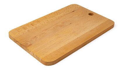 Wooden cutting board on a white background